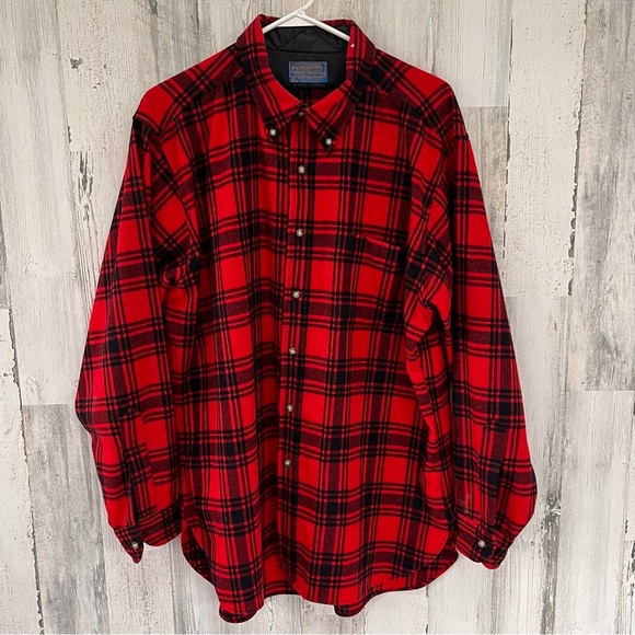 60'S Pendleton Check Pattern Wool Button-Down Shirt, Men's Medium, Vintage /eaa512811